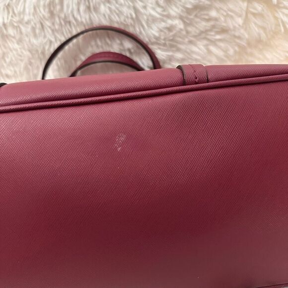 Coach Peyton Cora Magenta Leather Domed Satchel Crossbody Convertible Bag F25671 - Picture 11 of 12